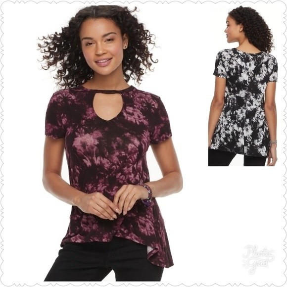 HP Junior's Mudd Keyhole High-Low Tee XS - Picture 1 of 6